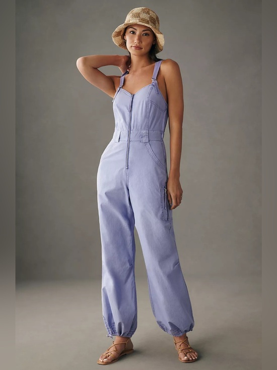 Pilcro Pants - Anthropologie Pilcro Parachute Jumpsuit Sz L  Lavender Overalls